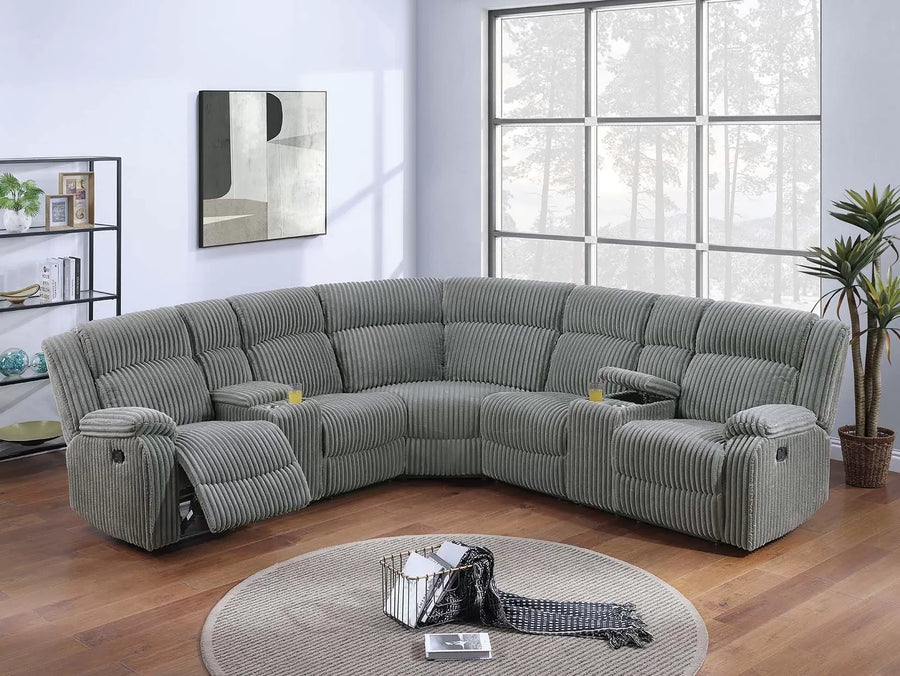 The Winslow Smoke Corduroy Manual Reclining Sectional – 3 Piece