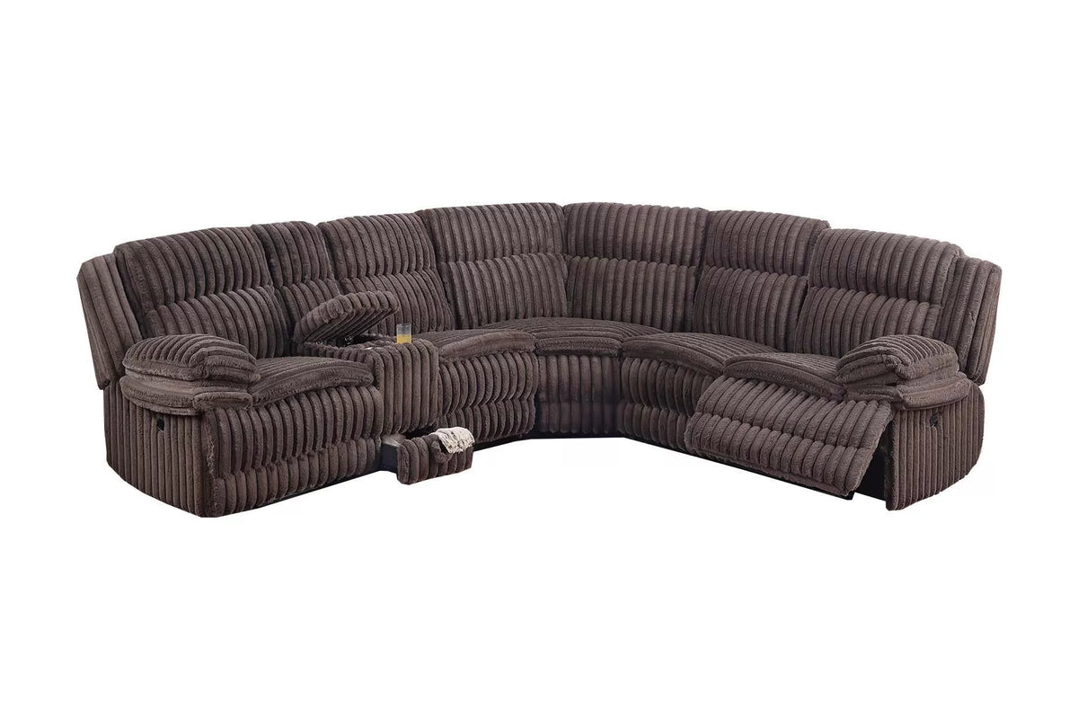 The Quimby Chocolate Jumbo Corduroy Manual Reclining Sectional – 3 Piece - view 2