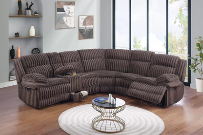 The Quimby Chocolate Jumbo Corduroy Manual Reclining Sectional – 3 Piece - view 1