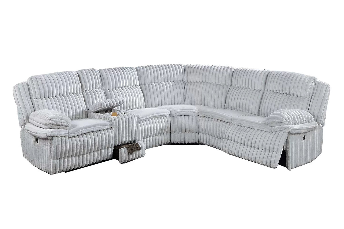 The Quimby Light Gray Jumbo Corduroy Manual Reclining Sectional – 3 Piece - view 2