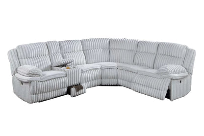 The Quimby Light Gray Jumbo Corduroy Manual Reclining Sectional – 3 Piece - view 2