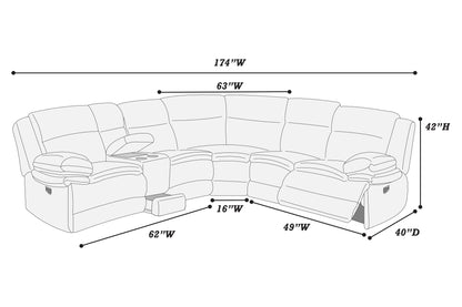 The Quimby Light Gray Jumbo Corduroy Manual Reclining Sectional – 3 Piece - view 4