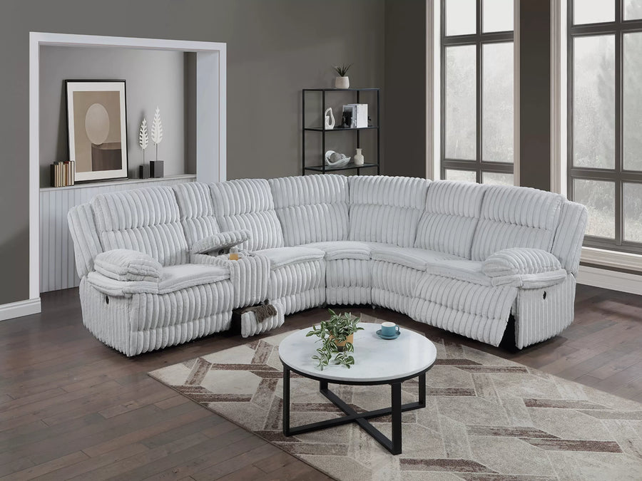 The Quimby Light Gray Jumbo Corduroy Manual Reclining Sectional – 3 Piece