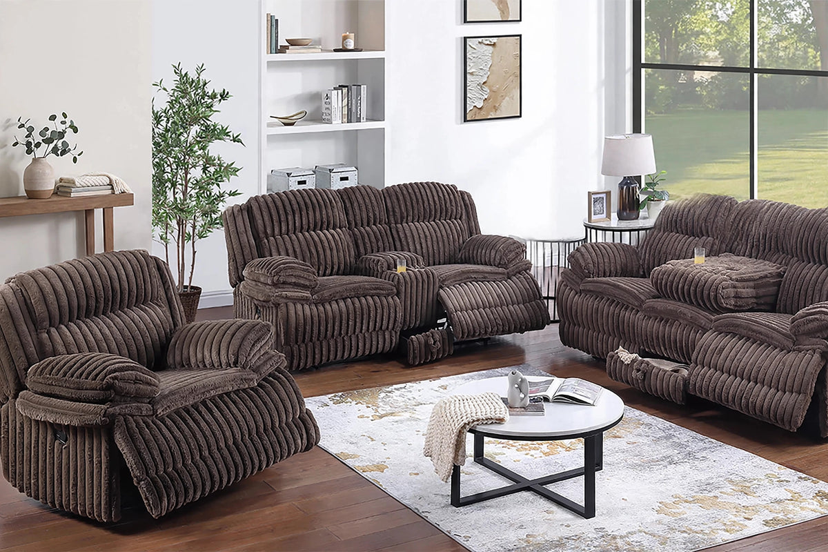 The Quimby Chocolate Corduroy Manual Motion Living Room Set – 3 Piece - view 3