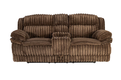 The Quimby Chocolate Corduroy Manual Recliner Loveseat with Console - view 3