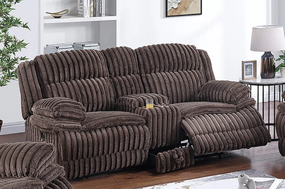 The Quimby Chocolate Corduroy Manual Recliner Loveseat with Console - view 1