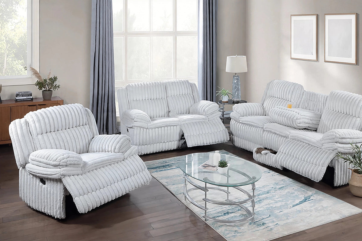 The Quimby Light Gray Corduroy Manual Motion Living Room Set – 3 Piece - view 3