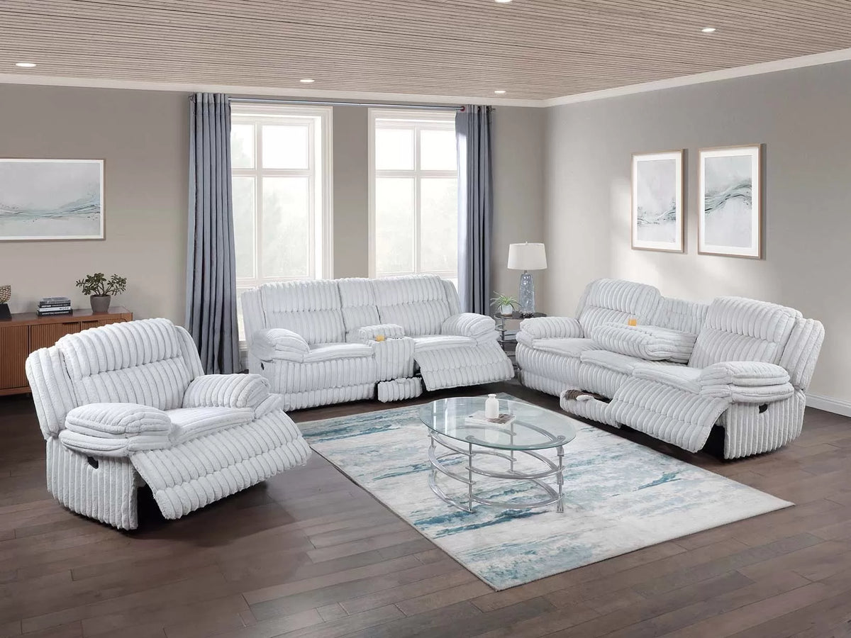 The Quimby Light Gray Corduroy Manual Recliner Loveseat with Console - view 2
