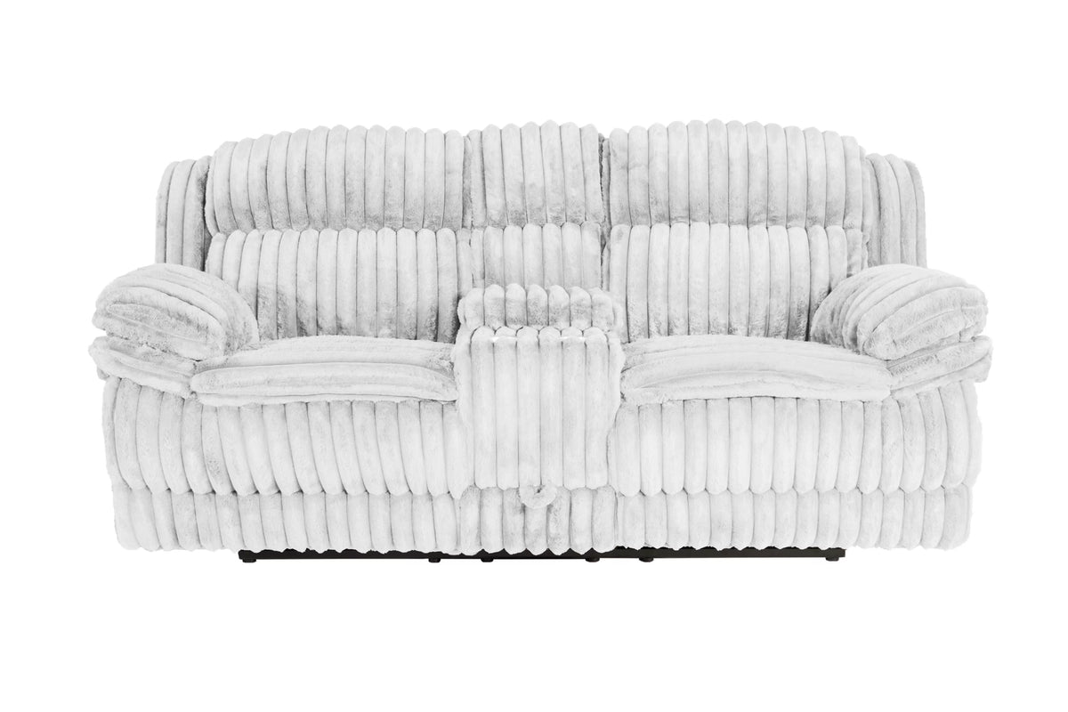The Quimby Light Gray Corduroy Manual Recliner Loveseat with Console - view 3