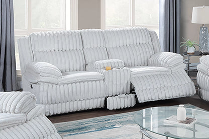 The Quimby Light Gray Corduroy Manual Recliner Loveseat with Console - view 1