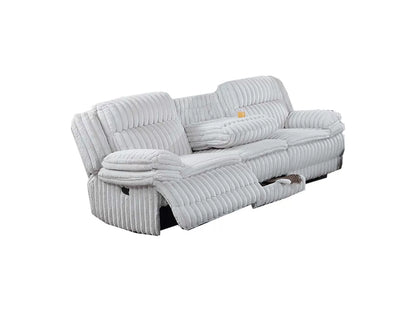 The Quimby Light Gray Corduroy Manual Recliner Sofa with Fold-Down Table - view 10
