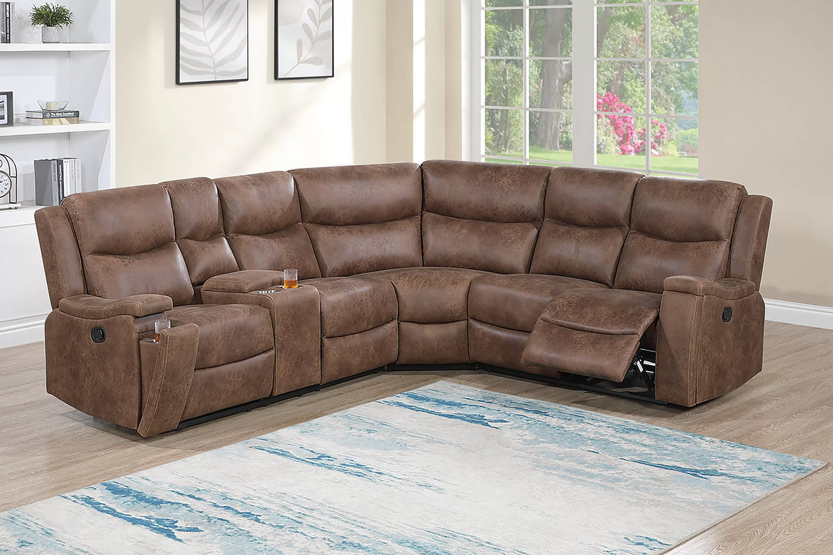 The Hartfield Walnut Manual Motion Sectional – 3 Piece - view 1