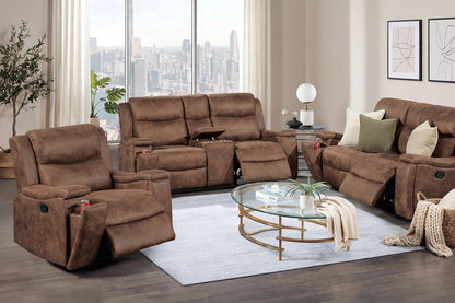 The Remington Walnut Leather-Like Manual Motion Living Room Set – 3 Piece - view 3
