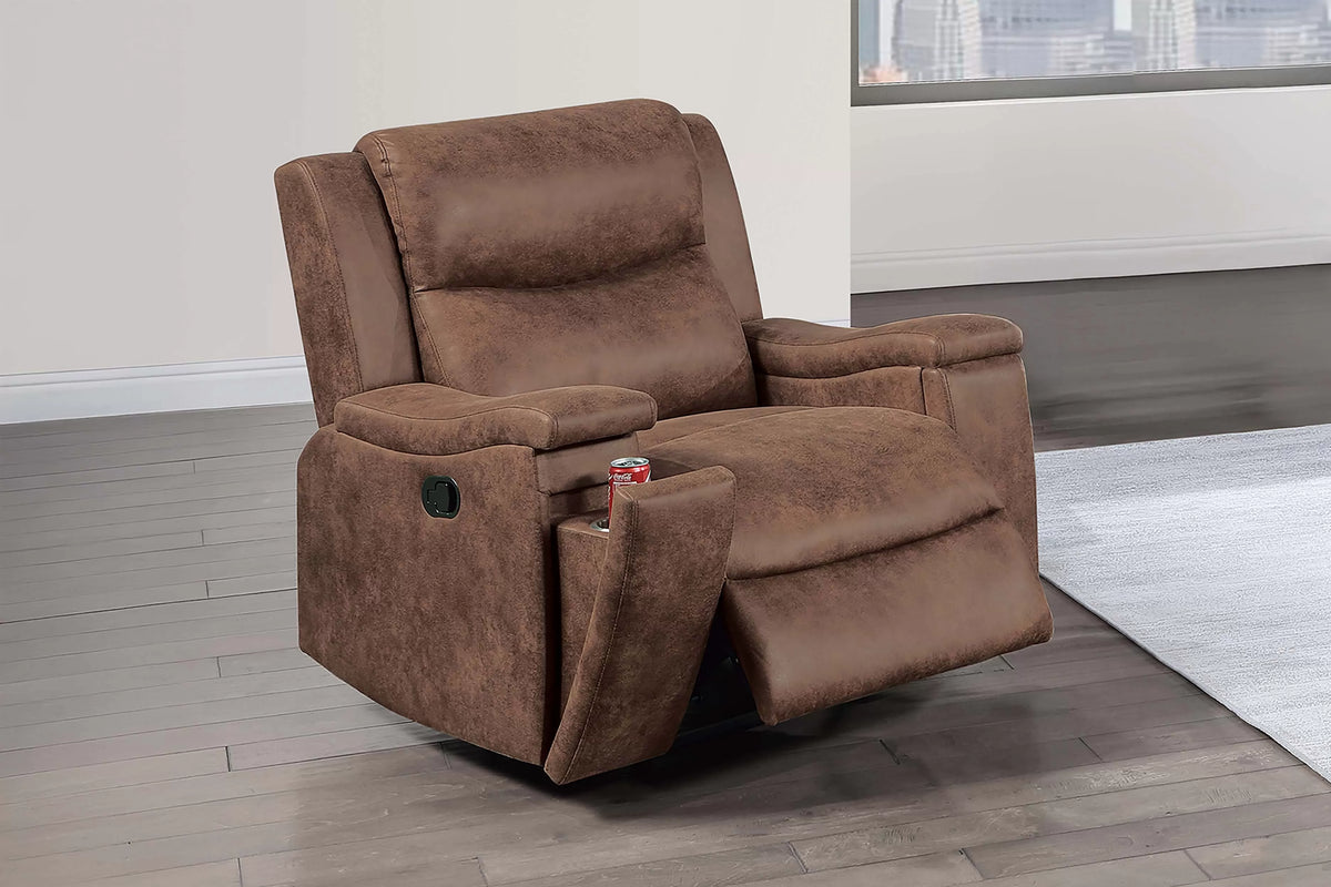 The Remington Walnut Leather-Like Manual Recliner Chair - view 1