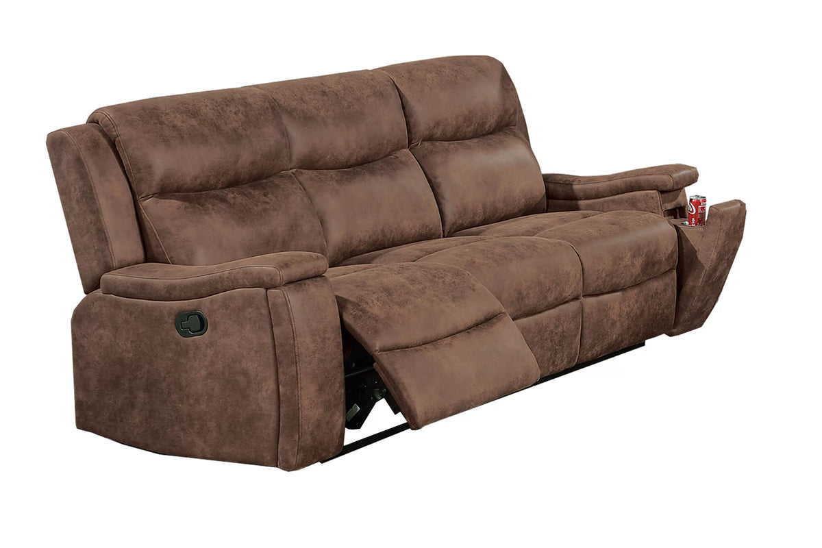 The Remington Walnut Leather-Like Manual Motion Living Room Set – 3 Piece - view 12