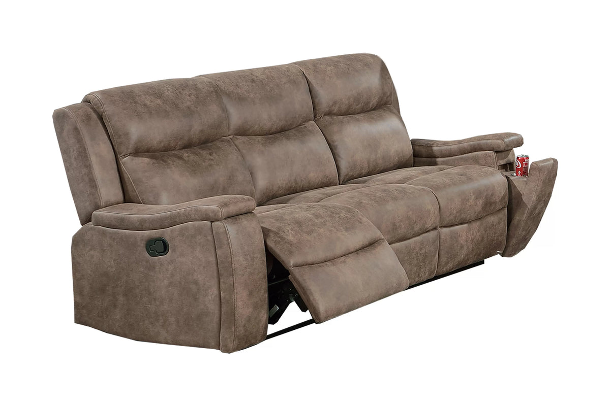 The Remington Auburn Leather-Like Manual Motion Living Room Set – 3 Piece - view 14
