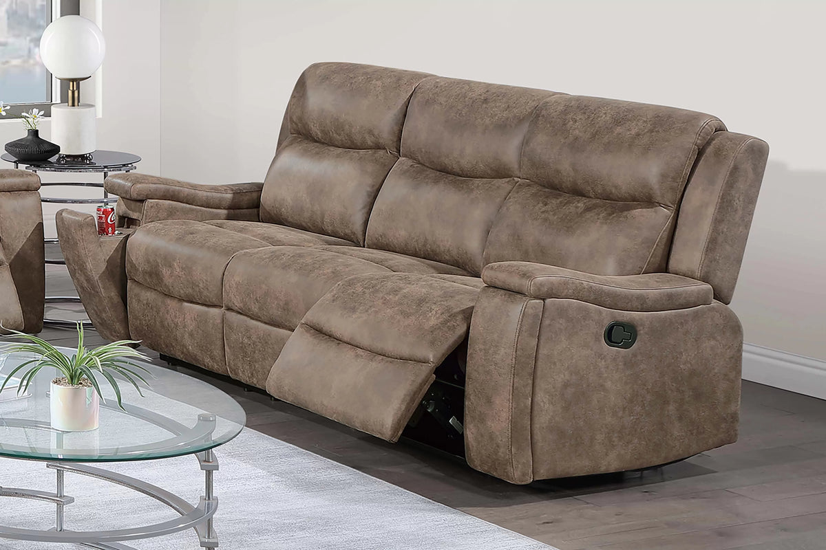 The Remington Auburn Leather-Like Manual Motion Living Room Set – 3 Piece - view 12