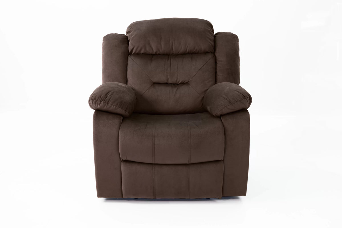 The Aldric Chocolate Velvet Manual Motion Living Room Set – 3 Piece - view 8