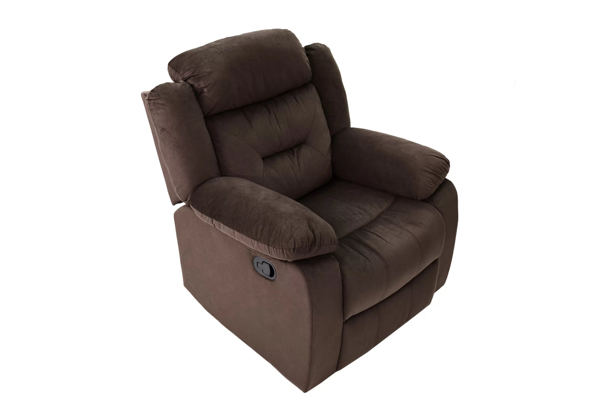 The Aldric Chocolate Velvet Manual Motion Living Room Set – 3 Piece - view 11
