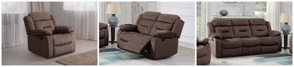 The Aldric Chocolate Velvet Manual Motion Living Room Set – 3 Piece