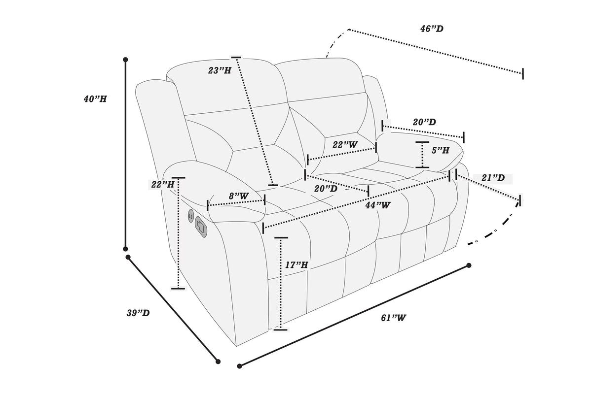 The Aldric Chocolate Velvet Manual Recliner Loveseat - view 4