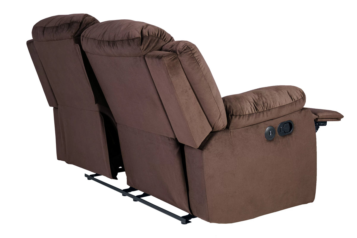 The Aldric Chocolate Velvet Manual Recliner Loveseat - view 9