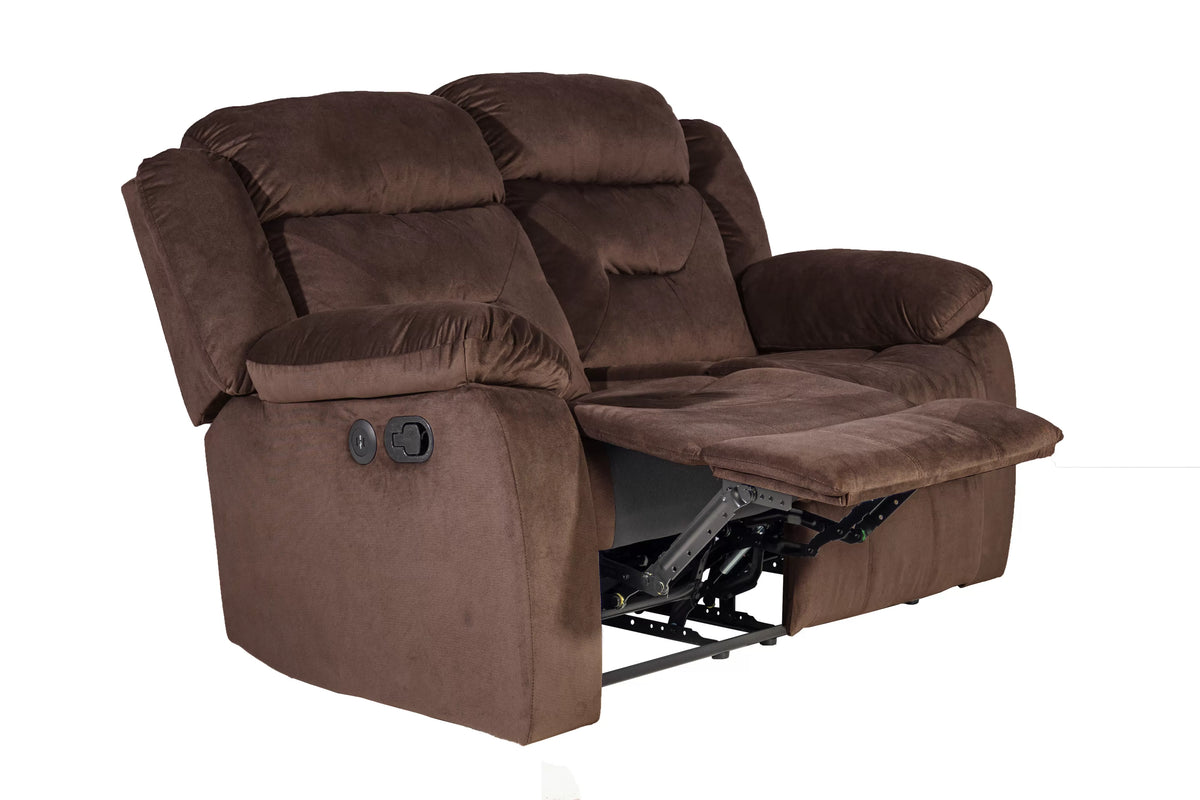 The Aldric Chocolate Velvet Manual Recliner Loveseat - view 10