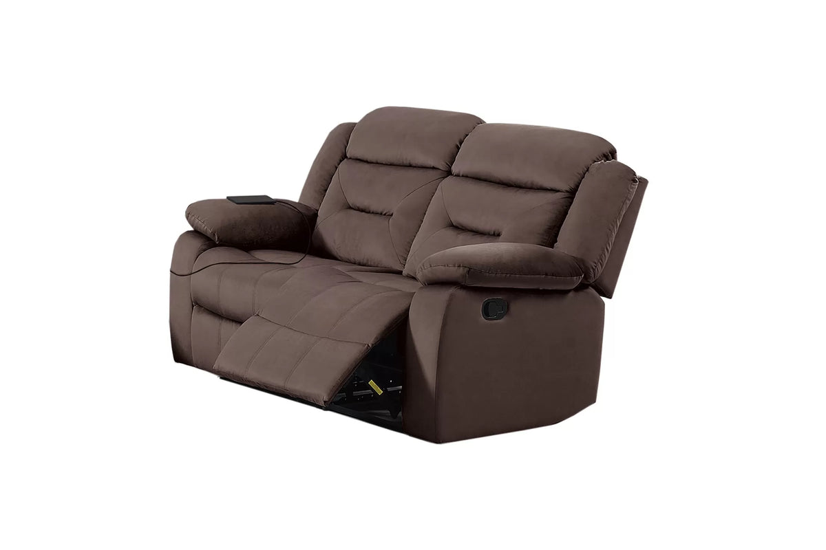The Aldric Chocolate Velvet Manual Motion Living Room Set – 3 Piece - view 24