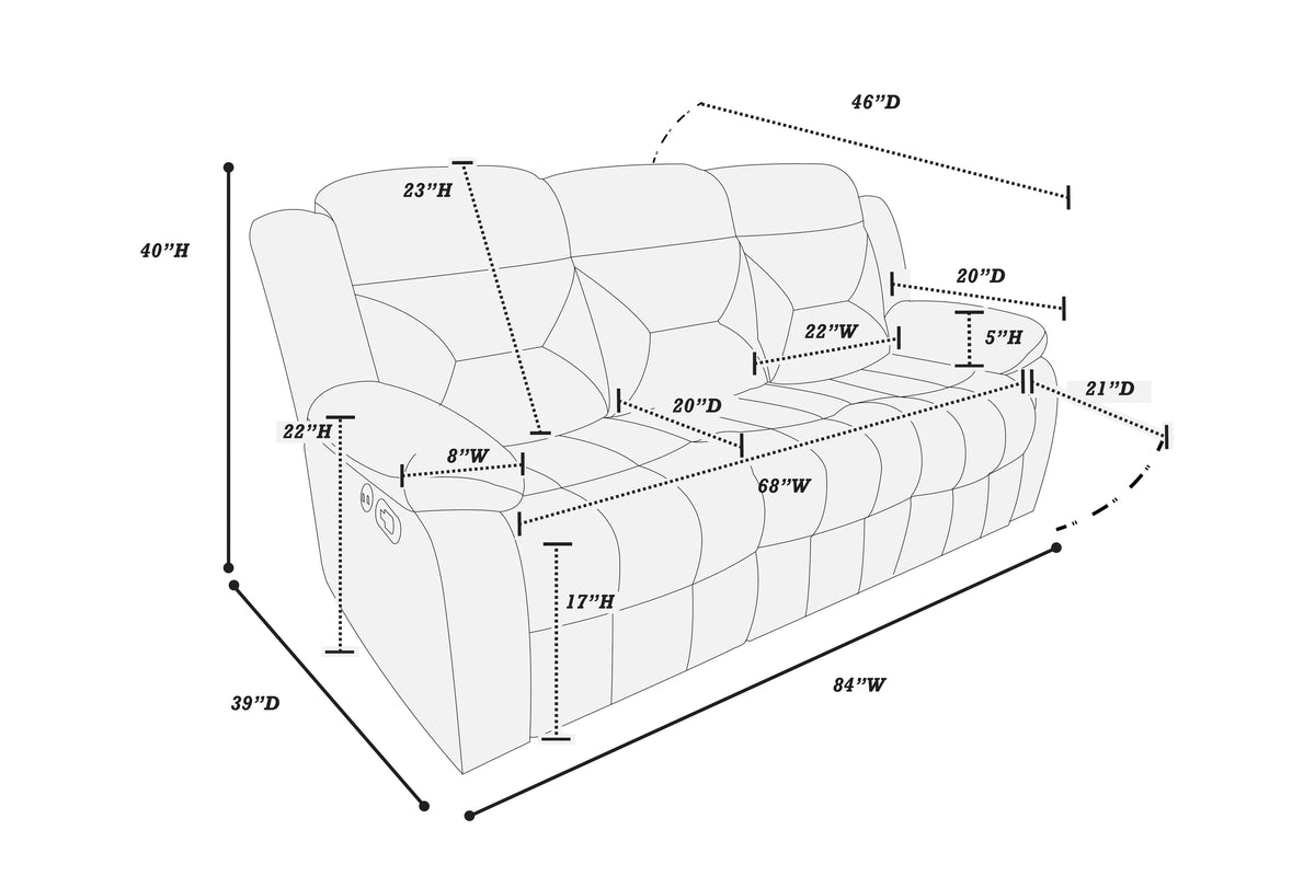The Aldric Chocolate Velvet Manual Motion Living Room Set – 3 Piece - view 28