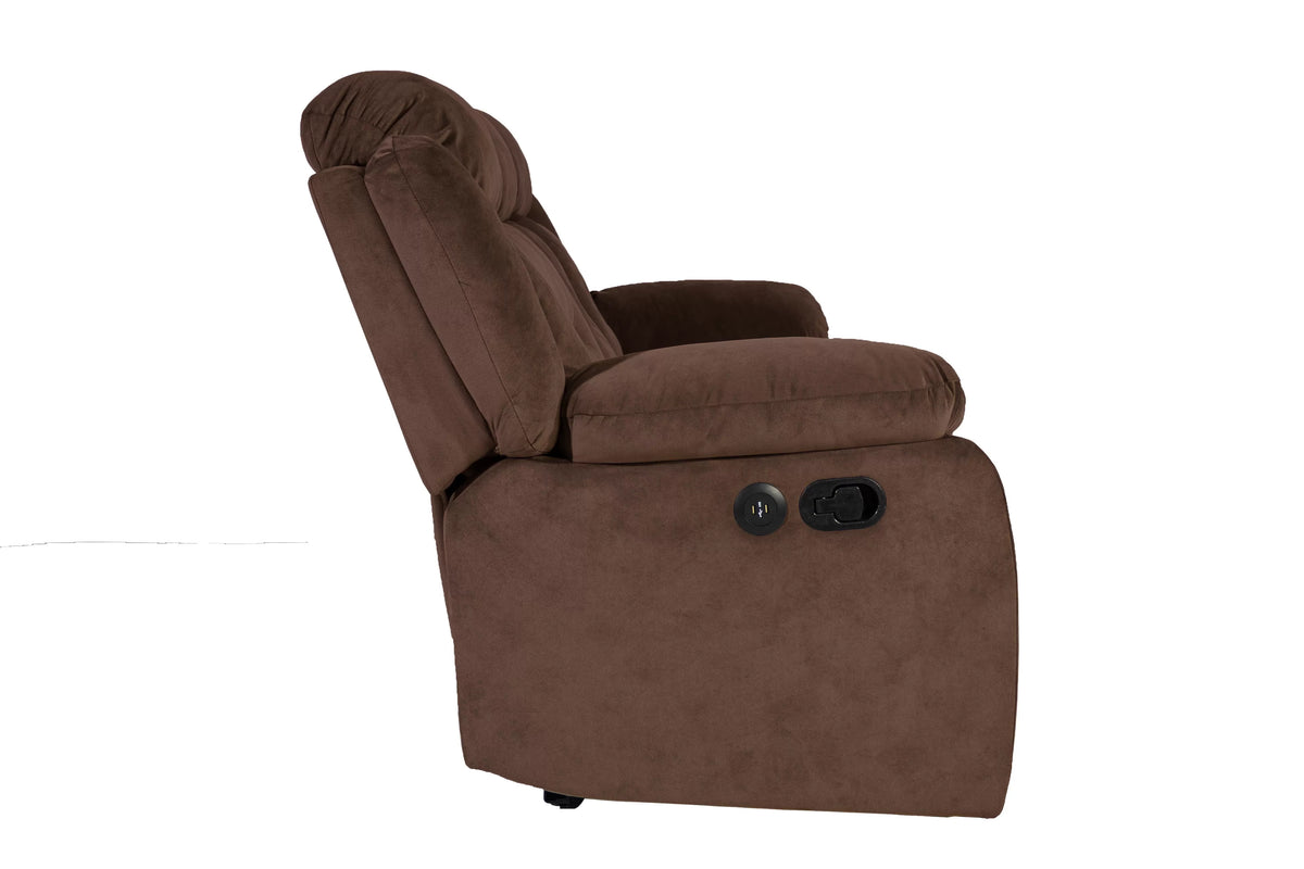 The Aldric Chocolate Velvet Manual Motion Living Room Set – 3 Piece - view 30