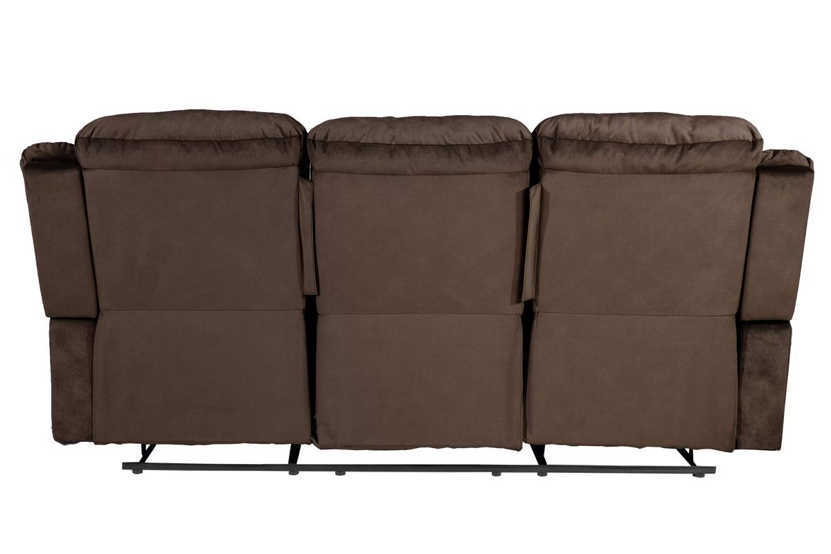The Aldric Chocolate Velvet Manual Recliner Sofa - view 6