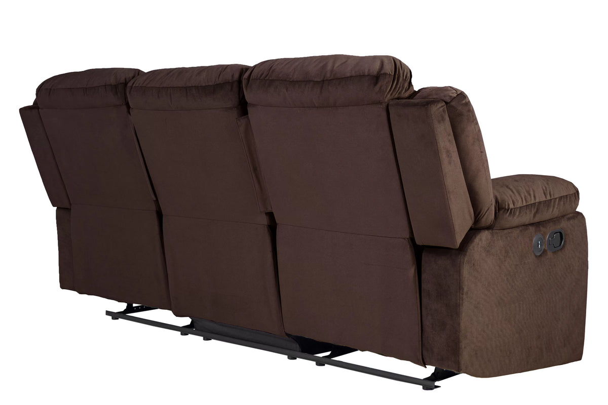 The Aldric Chocolate Velvet Manual Recliner Sofa - view 7