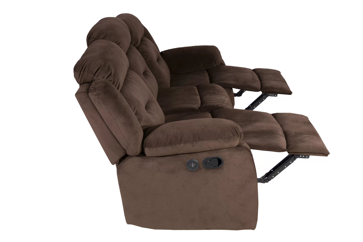 The Aldric Chocolate Velvet Manual Motion Living Room Set – 3 Piece - view 33