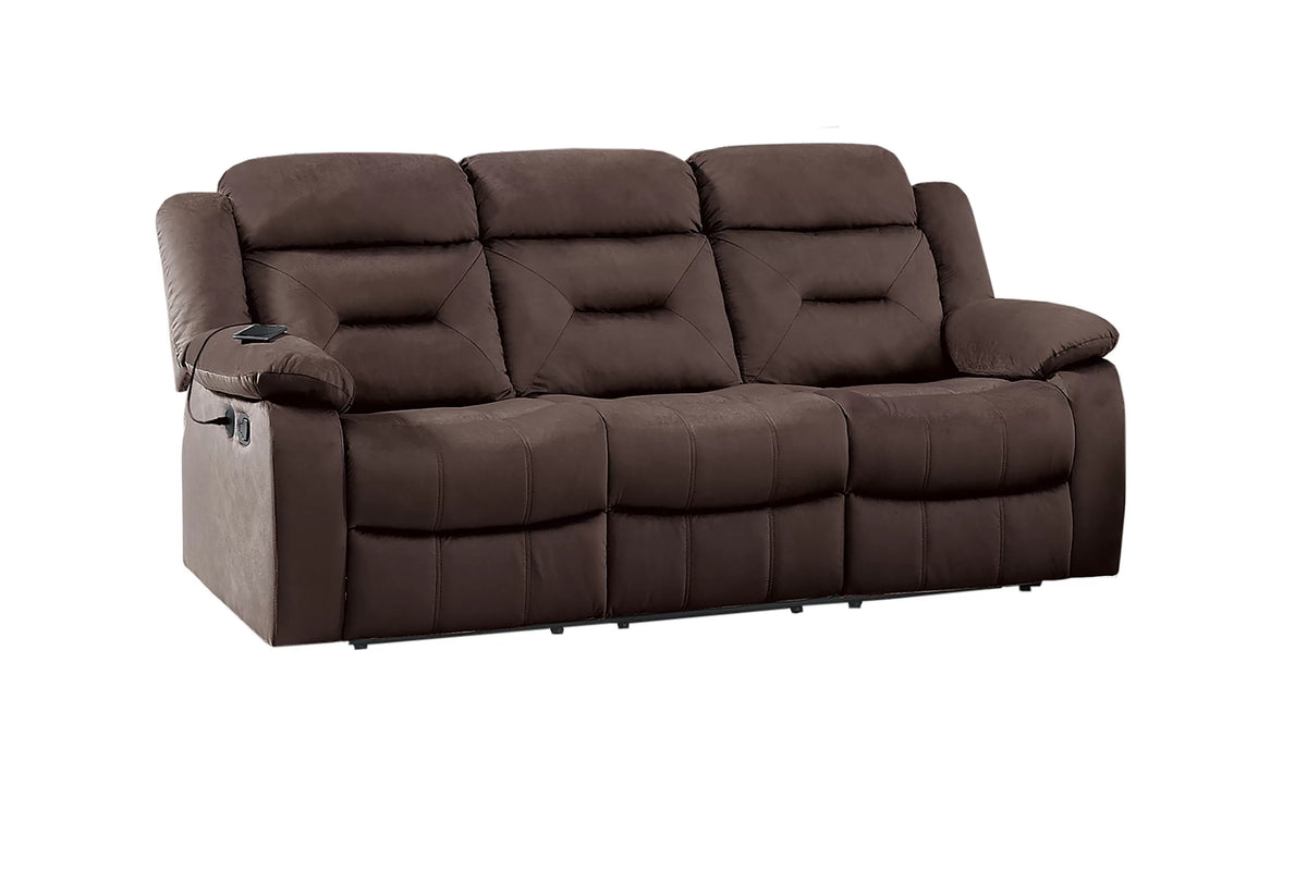 The Aldric Chocolate Velvet Manual Motion Living Room Set – 3 Piece - view 35