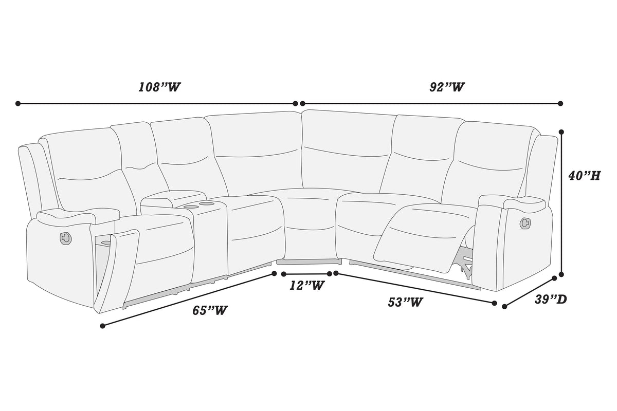 The Hartfield Auburn Manual Motion Sectional – 3 Piece - view 2