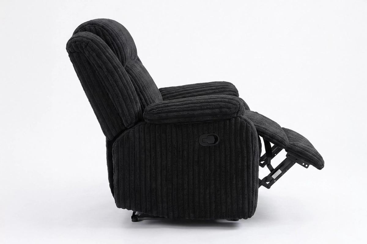 The Alcott Black Corduroy Manual Recliner - view 5