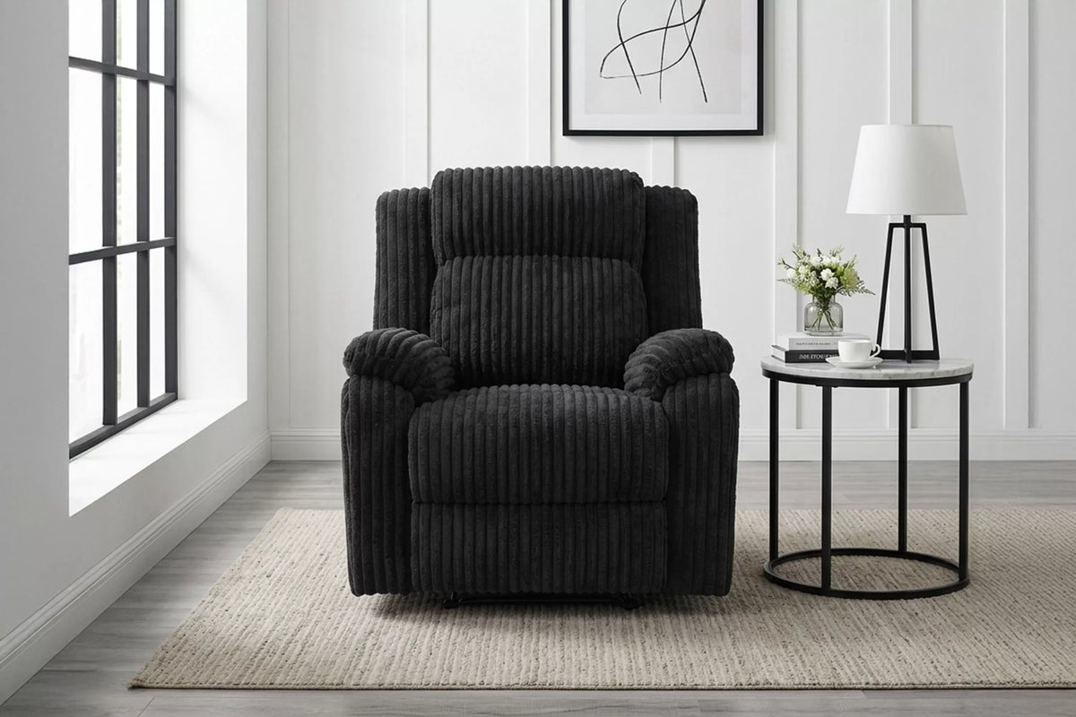 The Alcott Black Corduroy Manual Recliner - view 6