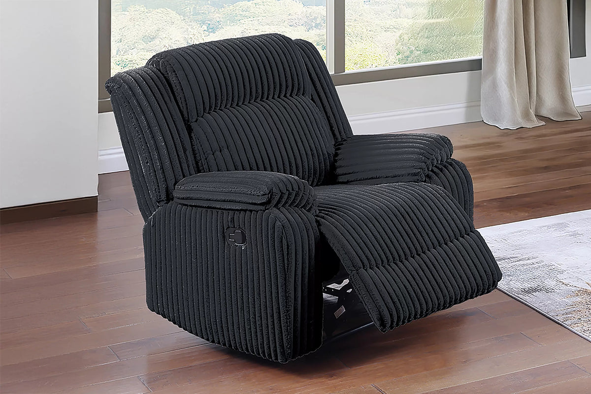 The Alcott Black Corduroy Manual Recliner - view 1