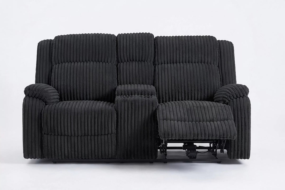 The Alcott Black Corduroy Manual Motion Loveseat - view 3