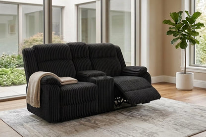The Alcott Black Corduroy Manual Motion Loveseat - view 7