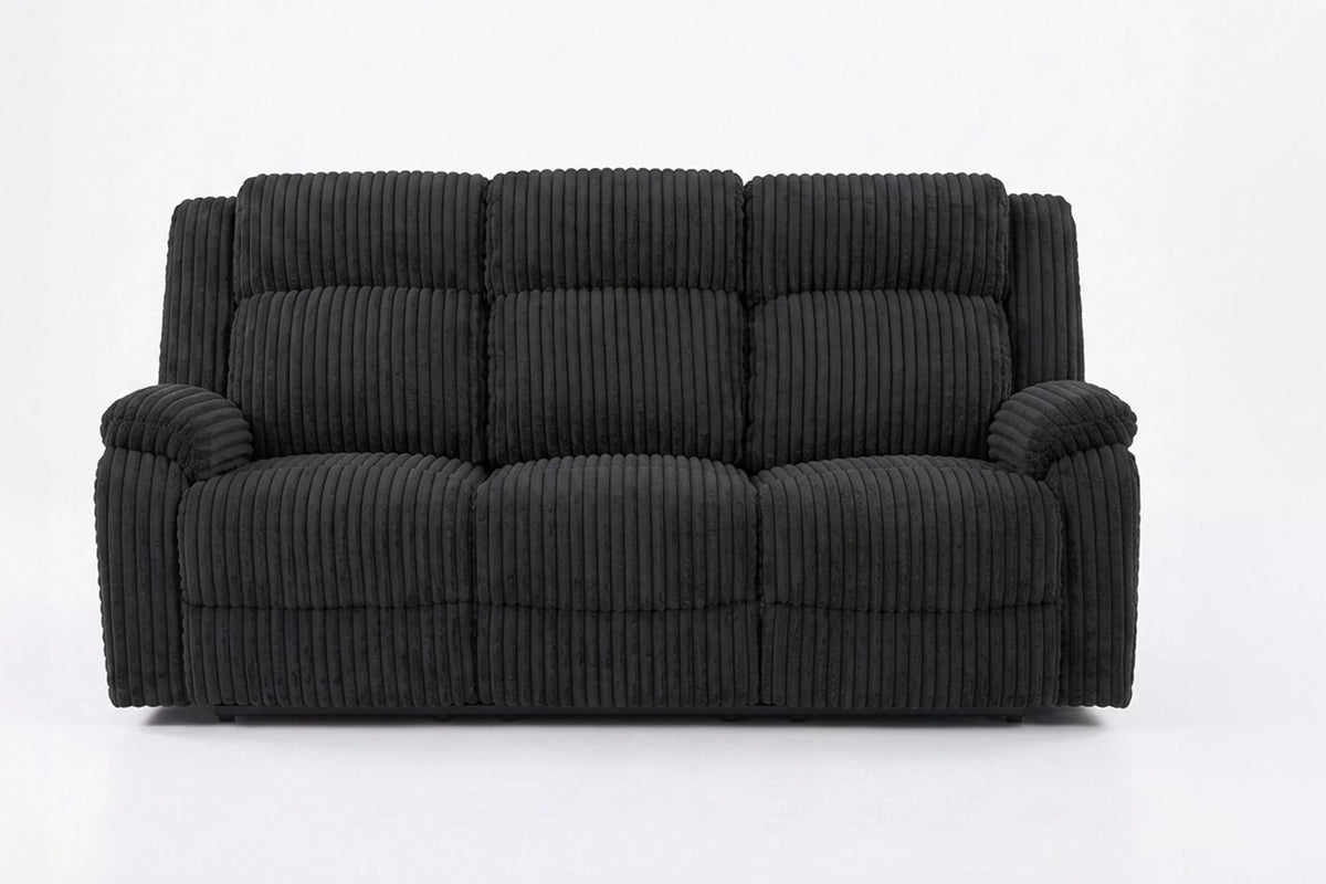 The Alcott Black Corduroy Manual Motion Sofa - view 4
