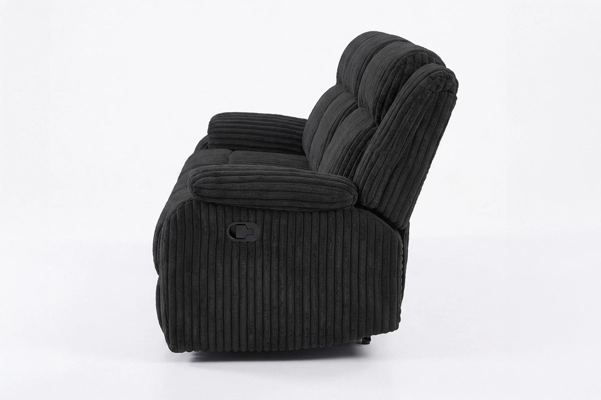 The Alcott Black Corduroy Manual Motion Sofa - view 7