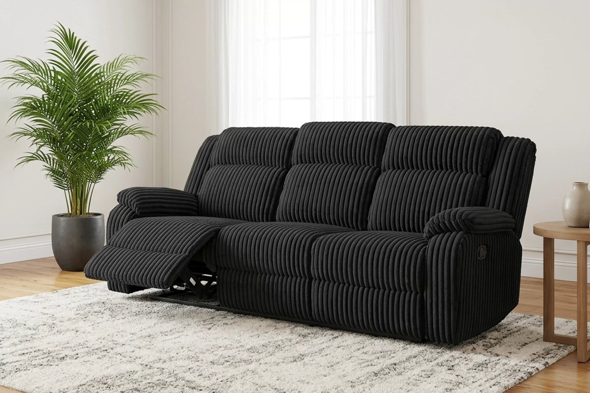 The Alcott Black Corduroy Manual Motion Sofa - view 10