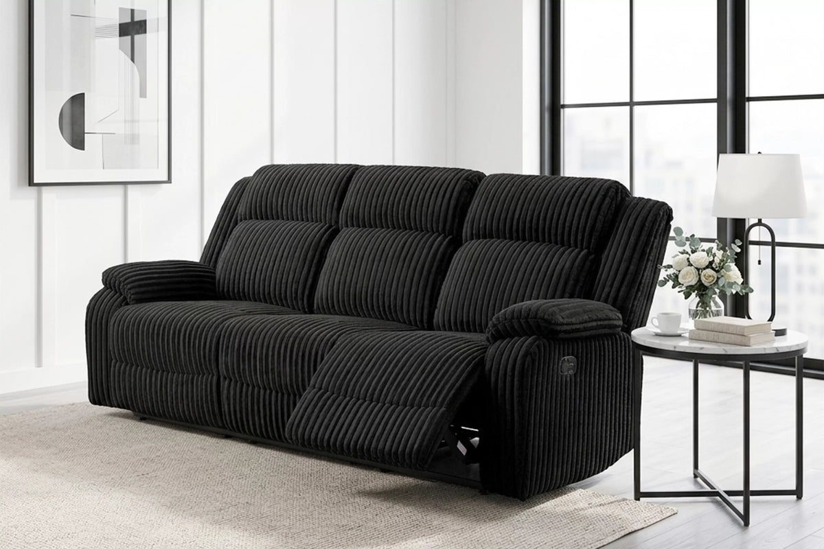 The Alcott Black Corduroy Manual Motion Sofa - view 11