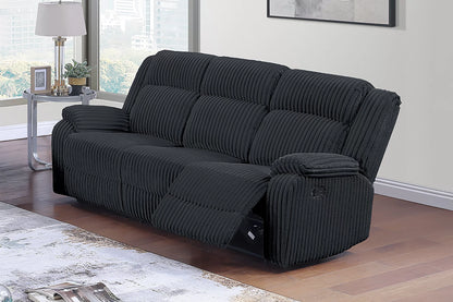 The Alcott Black Corduroy Manual Motion Sofa - view 1