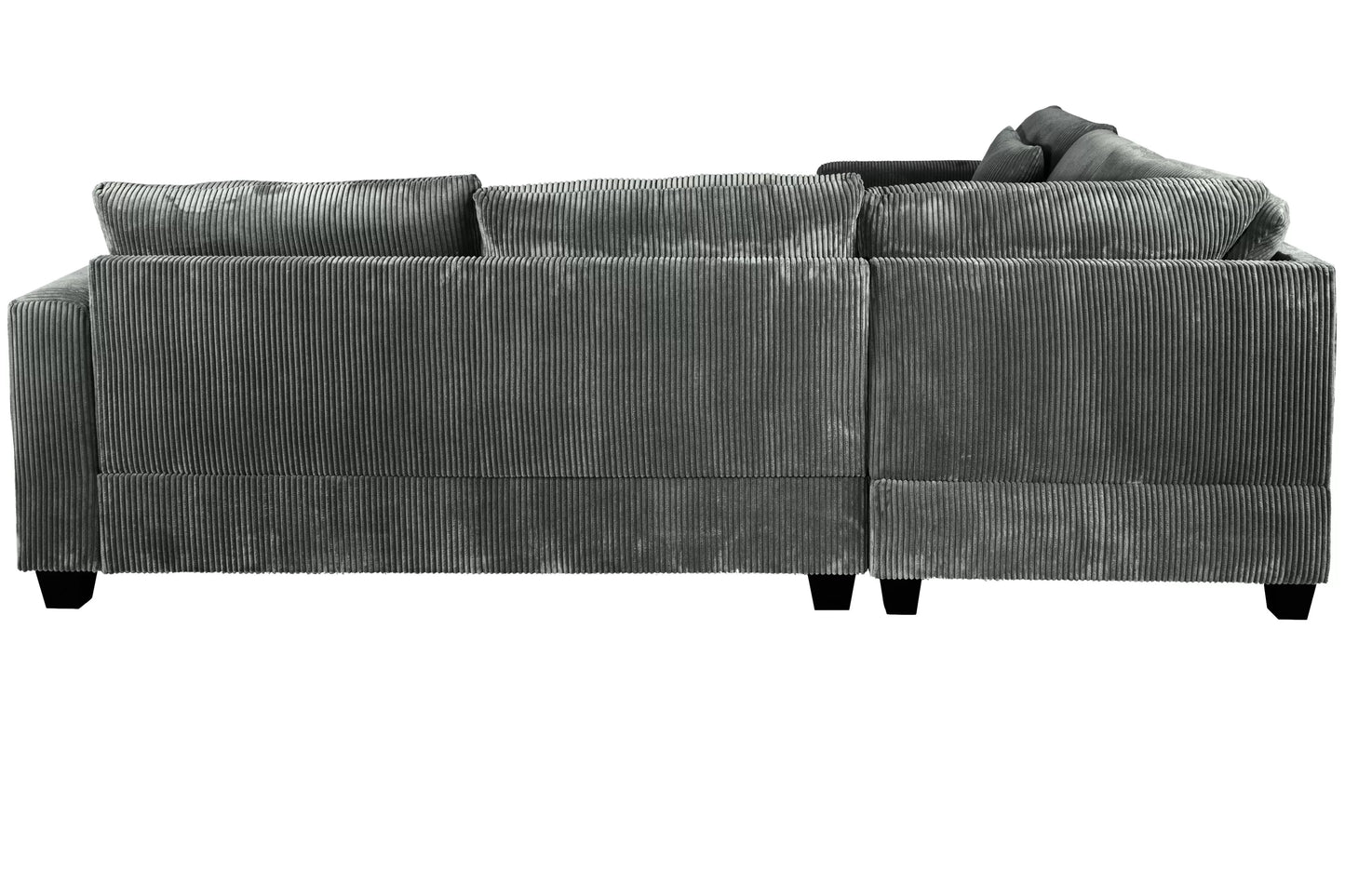 4-Piece Corduroy Sectional with Ottoman – Dark Gray | F8303