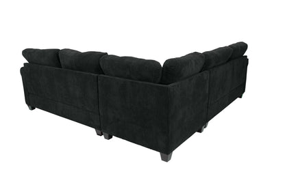 The Driscoll Black Corduroy Sectional with Ottoman – 4 Piece
