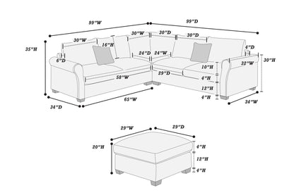 The Belford Fog Sectional – 4 Piece - view 10