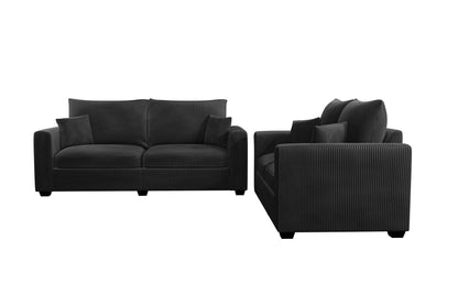 2-Piece Sofa Set with Loveseat – Black Corduroy F8313