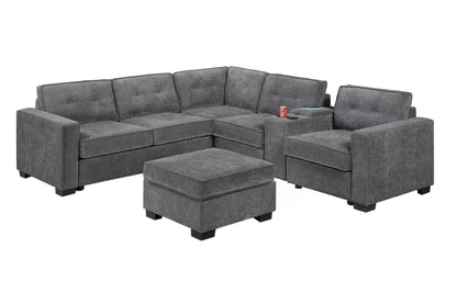 The Hastings Gray Sectional with Ottoman – 4 Piece